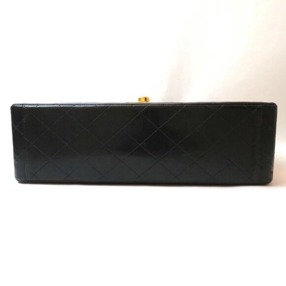Authentic CHANEL Jumbo Maxi XL 24K Gold Flap Bag Lambskin Chain Shoulder Black - Picture 8 of 16